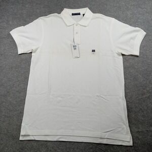 Grant Thomas Polo Shirt Mens Medium White 100 Cotton Short Sleeve Casual